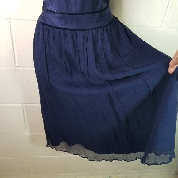 Vtg y2k does 20s blue silk retro dress - Picture 9 of 11